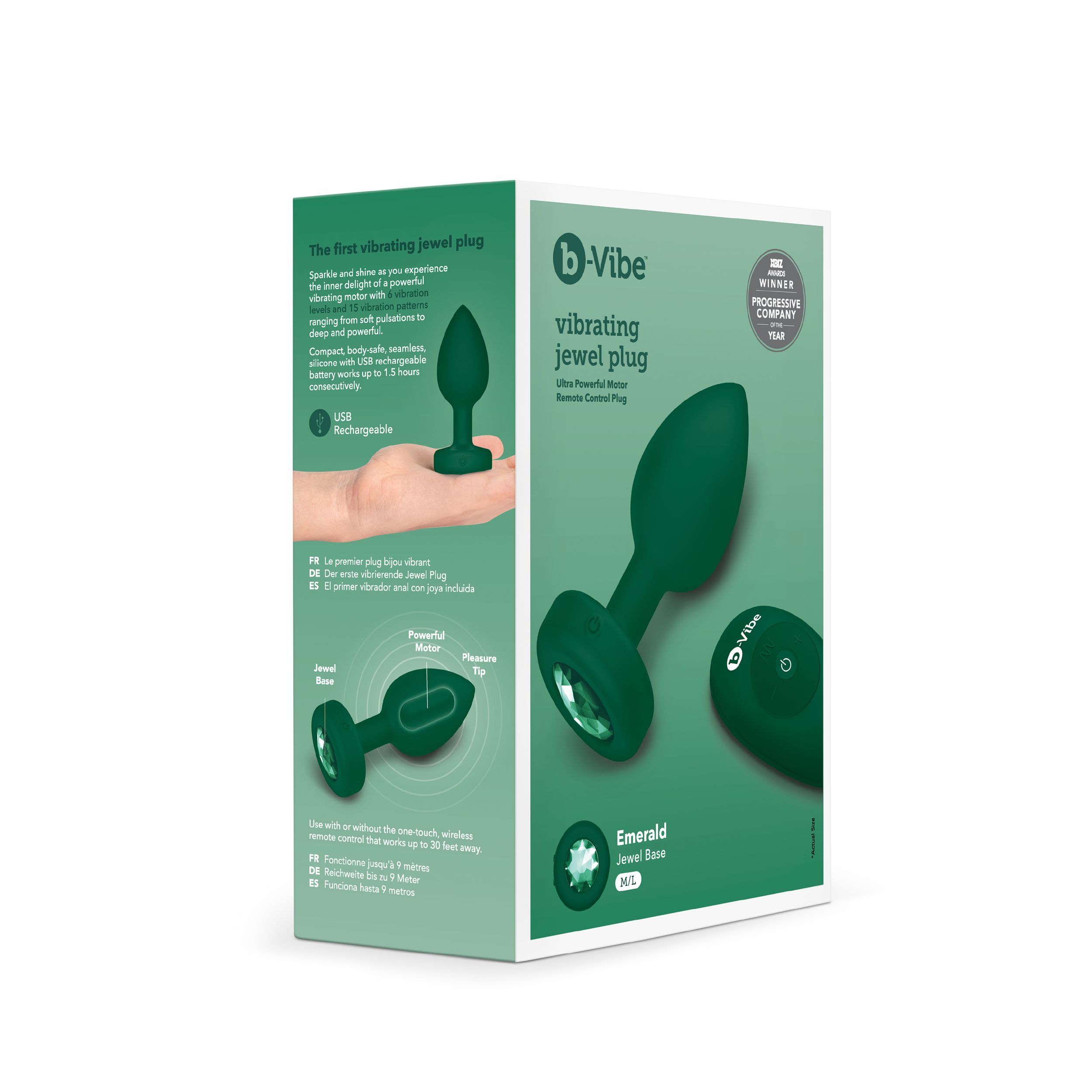 B-Vibe - Vibrerende Juwelen Plug M/L Groen - Afbeelding 4