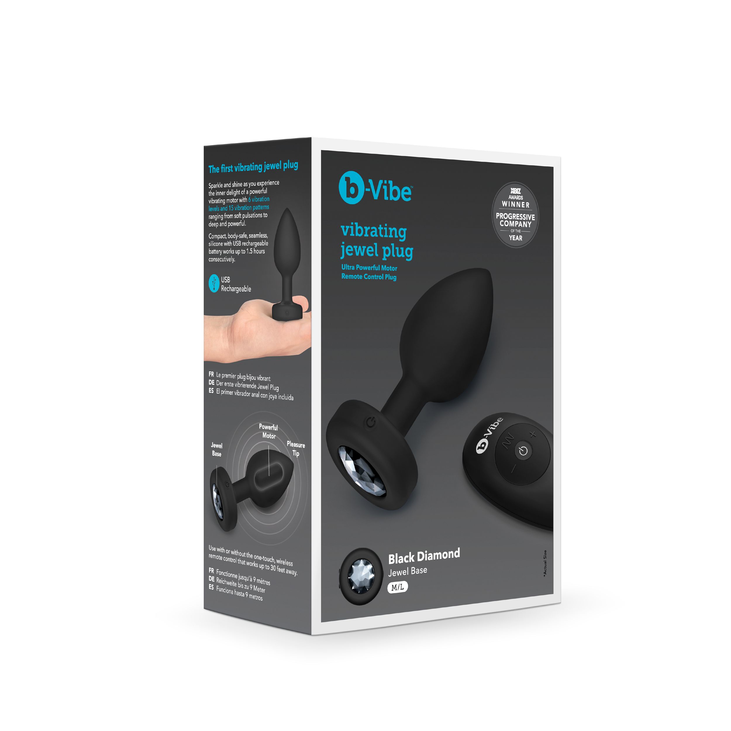B-Vibe - Vibrerende Juwelen Plug M/L Zwart - Afbeelding 4