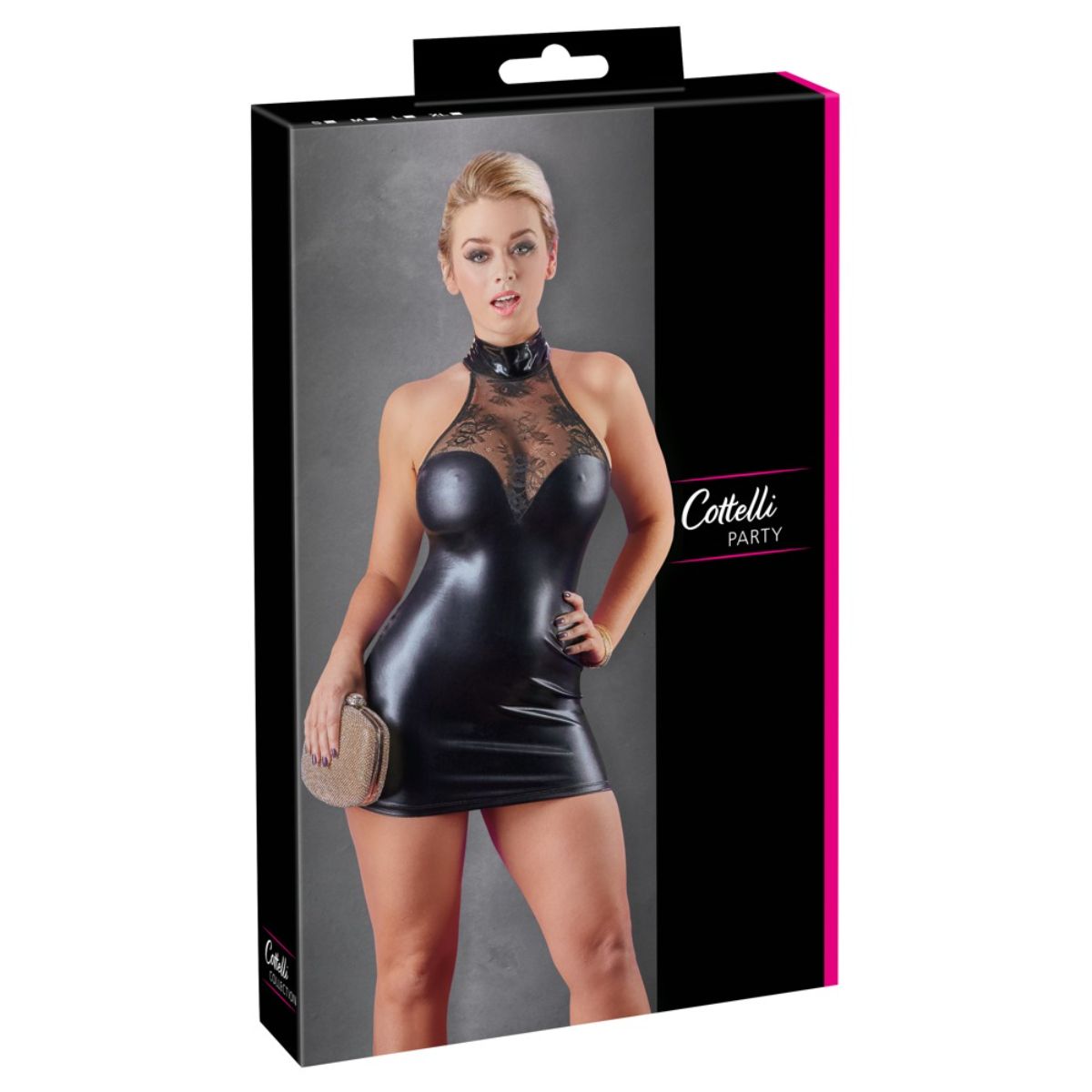 Cottelli Collection - Wetlook Mini Halterjurkje Met Kant - Afbeelding 5