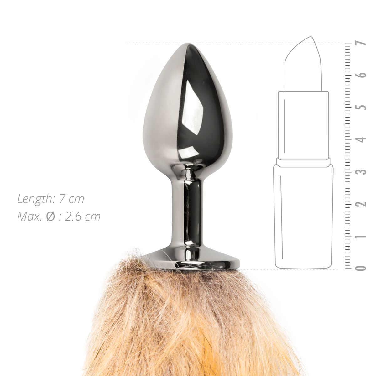 Easytoys Fetish - Buttplug Zilver – Beige Vossenstaart - Afbeelding 3