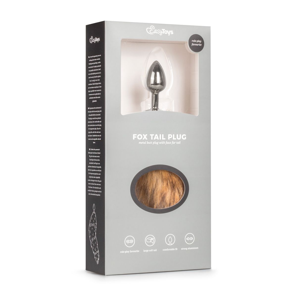 Easytoys Fetish - Buttplug Zilver – Beige Vossenstaart - Afbeelding 5