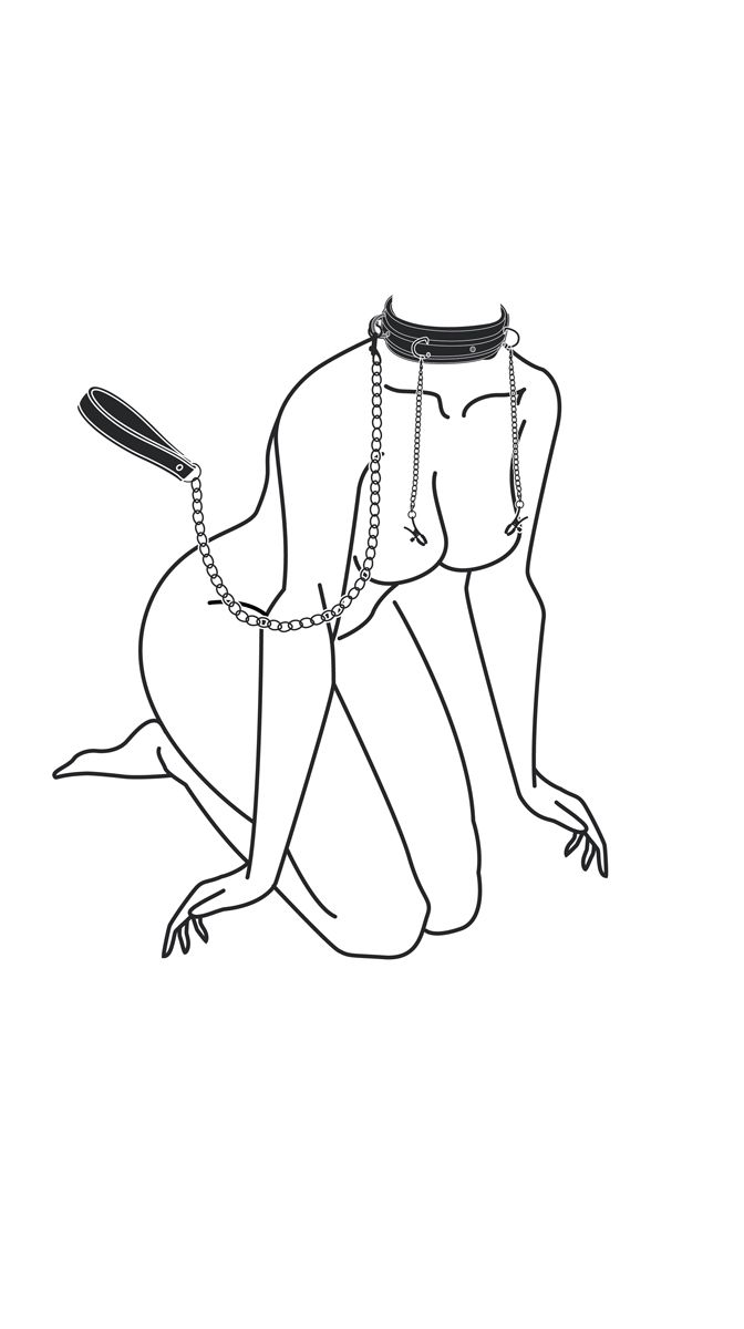 Easytoys Fetish - Kunstleren halsband met tepelklemmen - Afbeelding 2