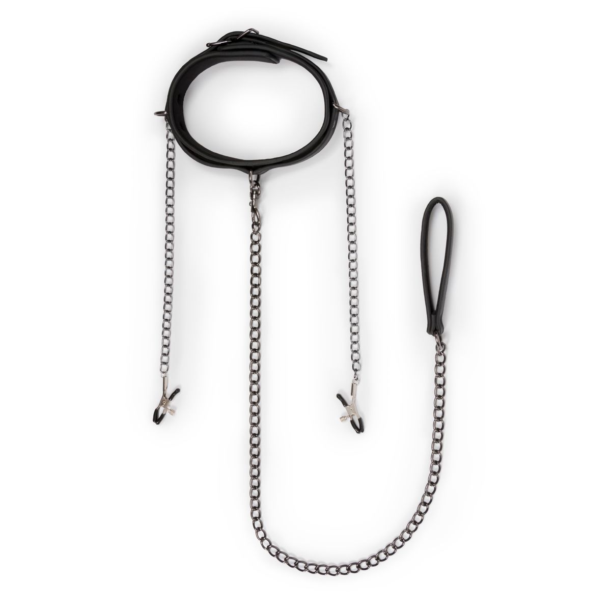 Easytoys Fetish - Kunstleren halsband met tepelklemmen - Afbeelding 4