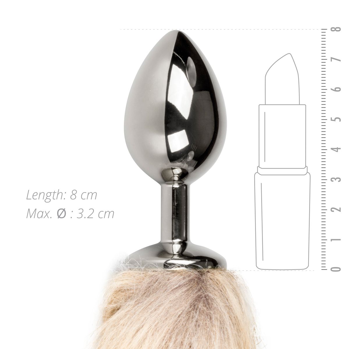 Easytoys Fetish - Medium Zilvere buttplug - Bruine vossenstaart - Afbeelding 3