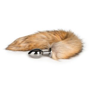 Easytoys Fetish - Medium Zilvere buttplug - Bruine vossenstaart