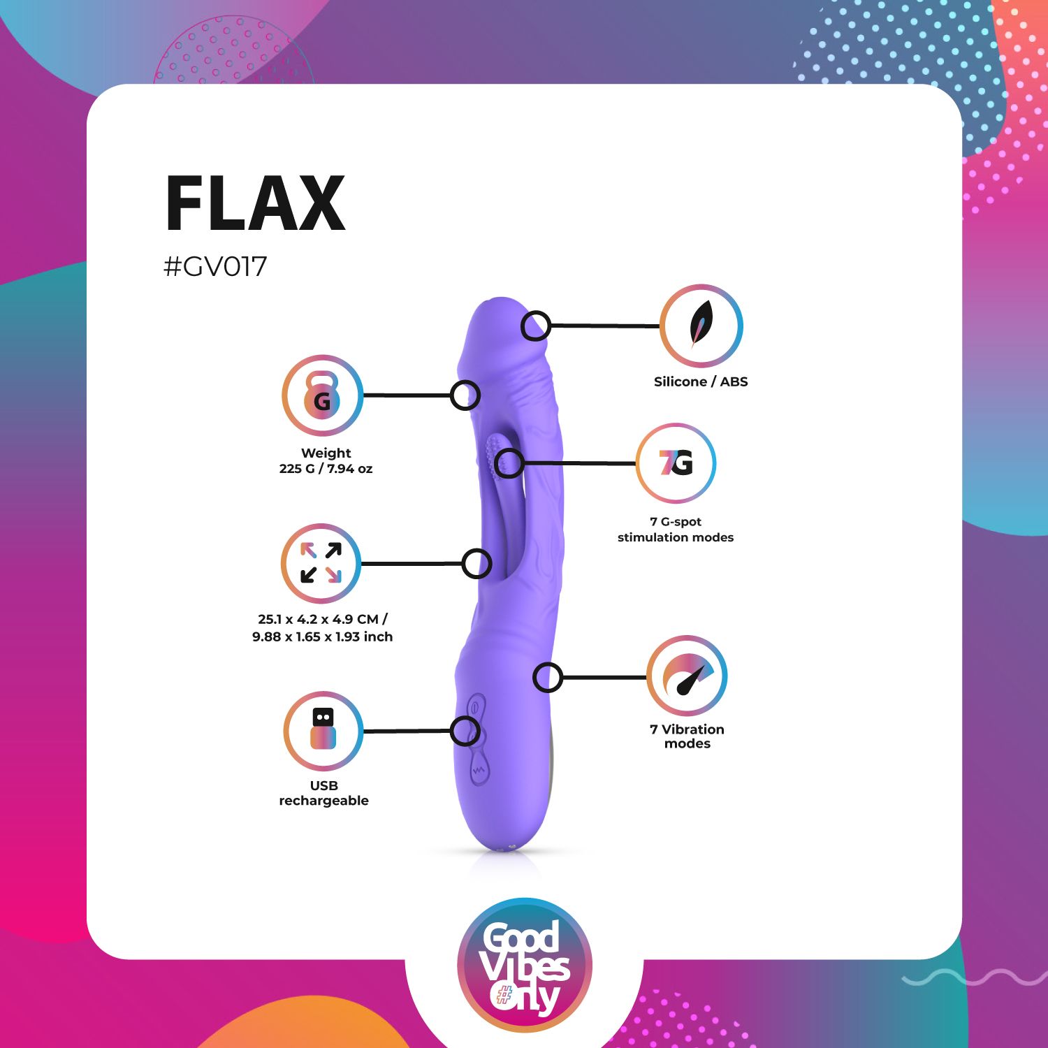 Good Vibes Only - Flax Vibrerende Dildo met G-Spot Stimulator - Afbeelding 2