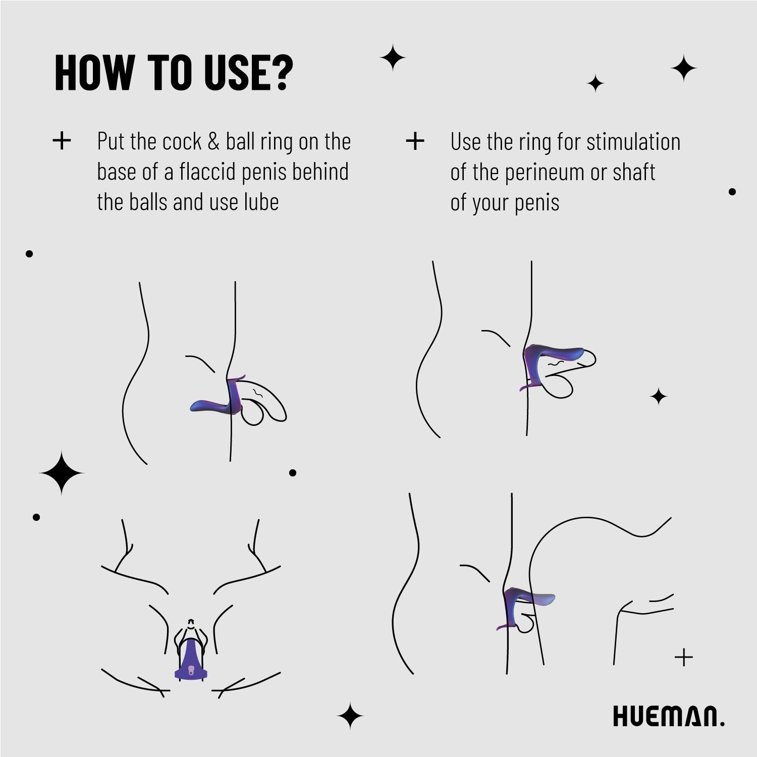 Hueman - Vibrerende Strap-on Cockring - Afbeelding 4