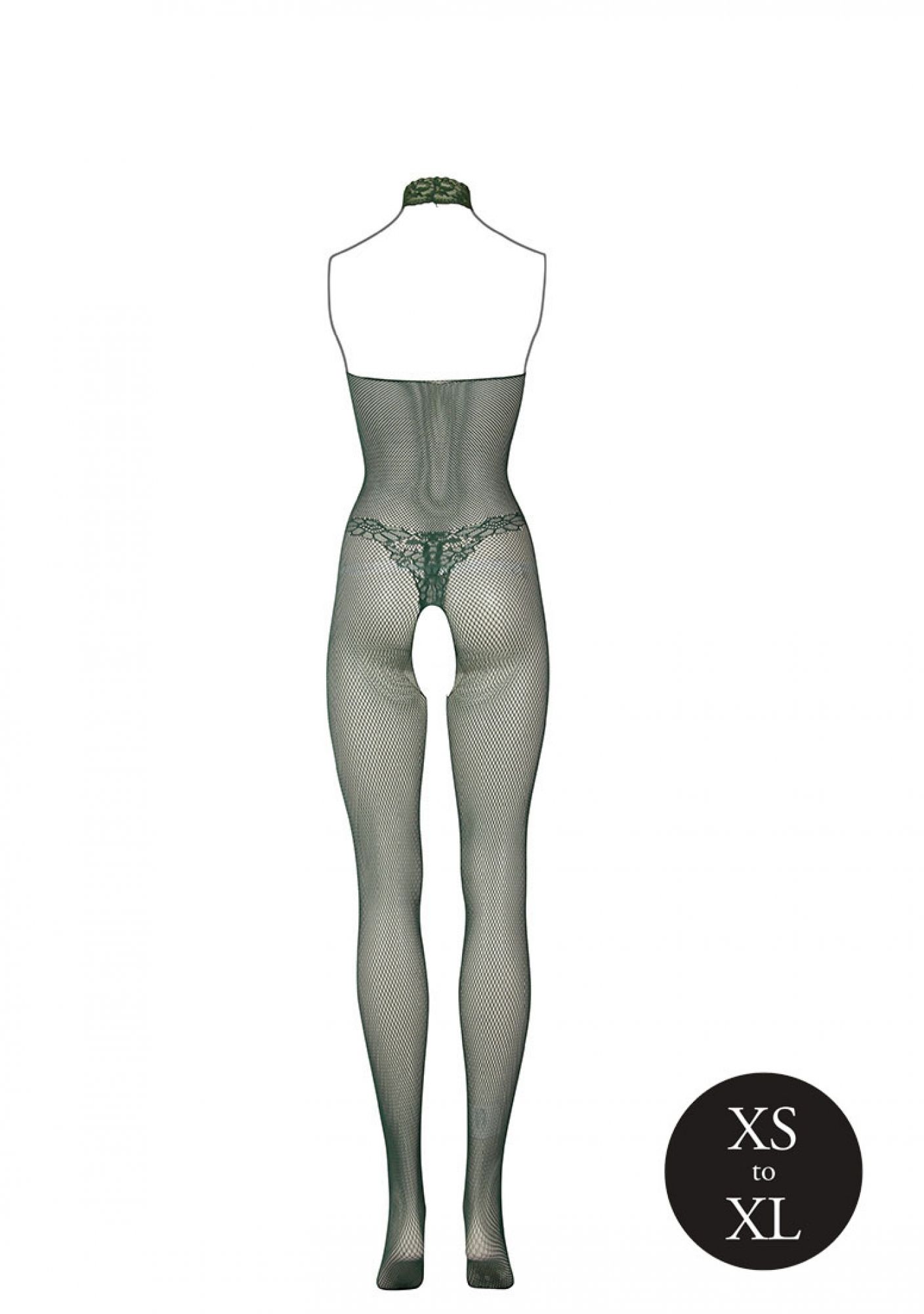 Kanten Visnet Catsuit - Groen - Afbeelding 4