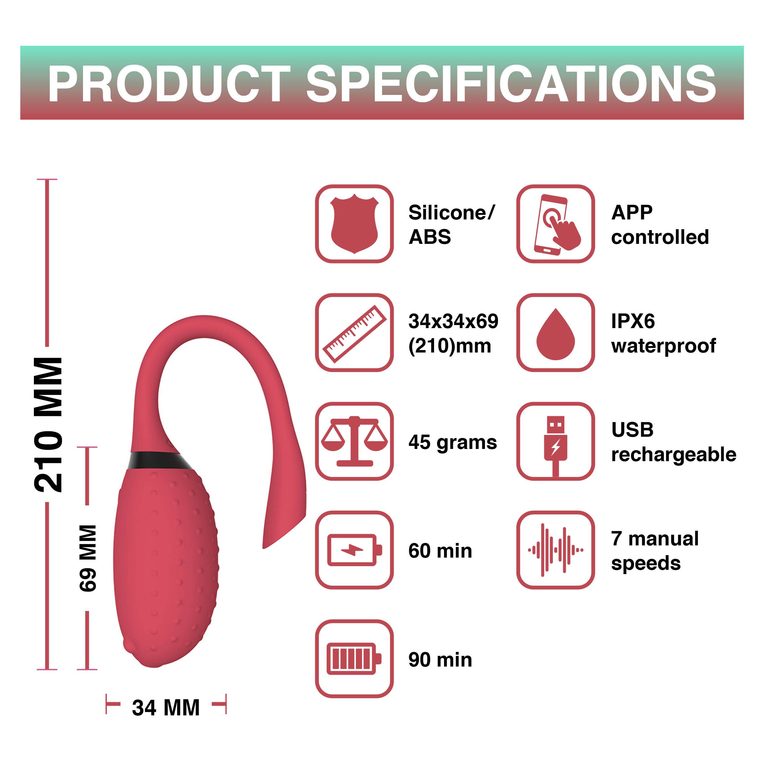 Magic Motion - Fugu Smart Wearable Vibrator - Rood - Afbeelding 3