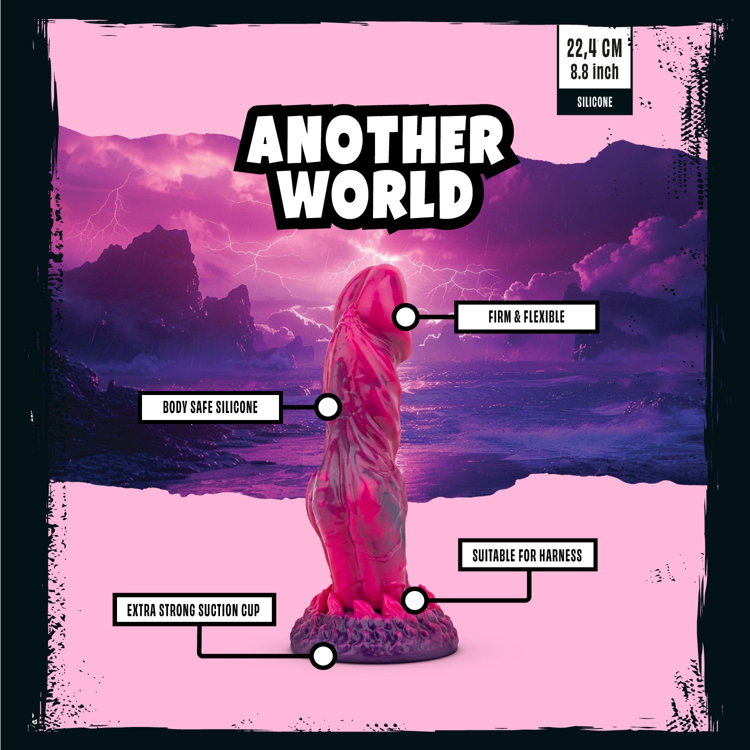 Mythical Mates - Another World Dildo Roze & Paars - 22.4 cm - Afbeelding 5