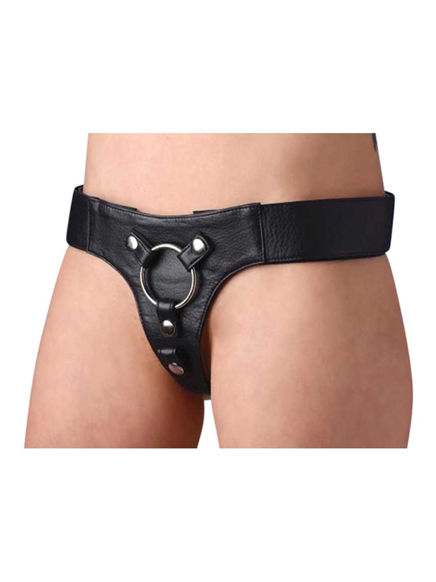 Strap U - Leren Strap On Harnas - Zwart - Afbeelding 2