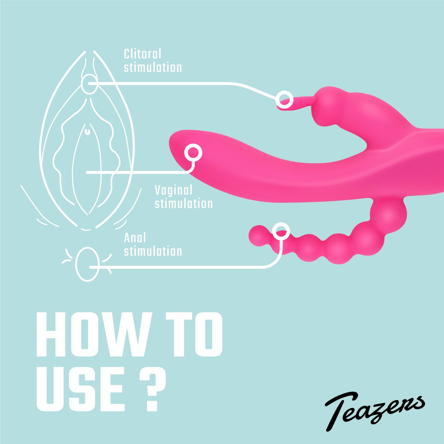 Teazers – Dubbele Rabbit Vibrator – Roze - Afbeelding 3